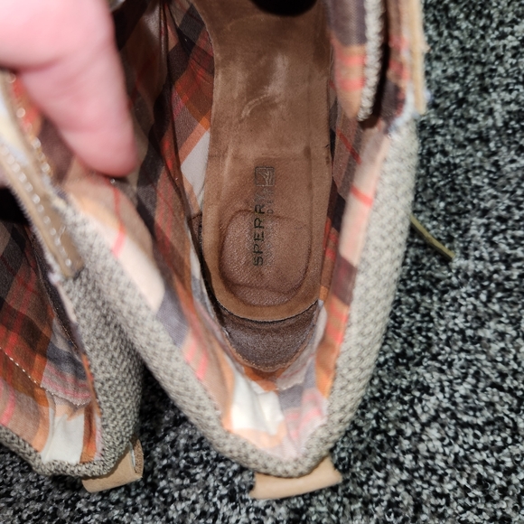 Sperry Top-Sider Wedge Ankle Boots Baily Tan Lace Up Plaid Womens 7.5,Preppy - Picture 12 of 12